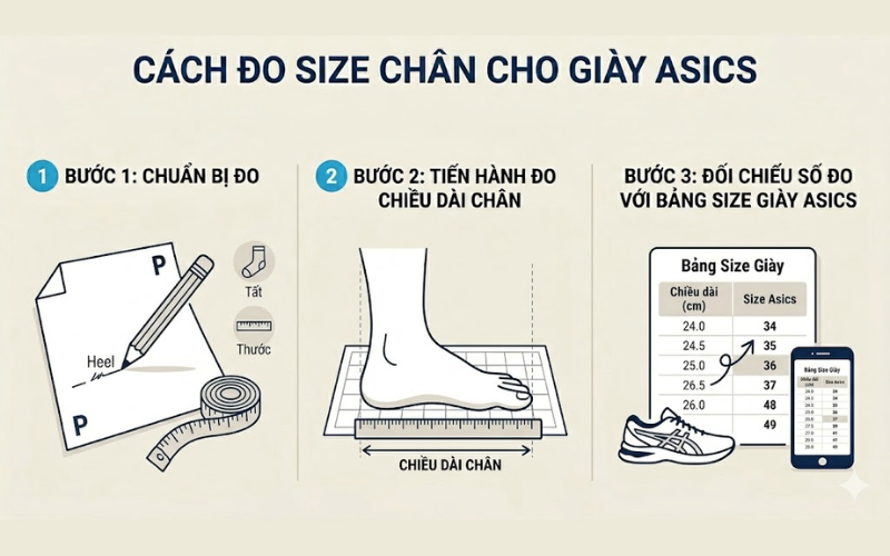 Cách đo size chân cho giày Asics