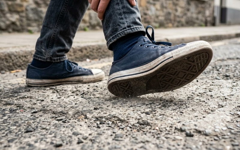 Mài đế giày xuống bề mặt nhám