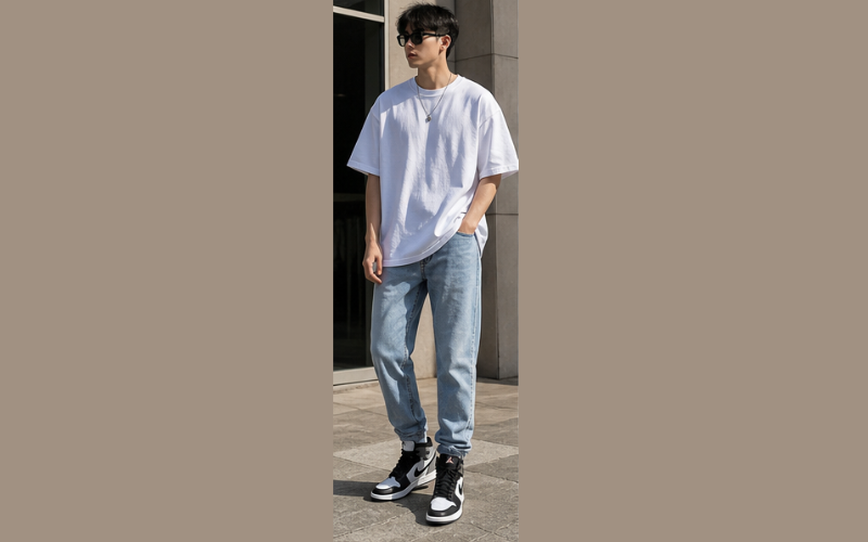 Áo phông + quần jeans – outfit cơ bản dễ ứng dụng