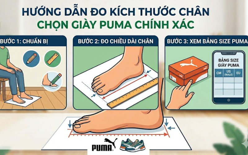 Hướng dẫn đo kích thước chân để chọn giày Puma chính xác