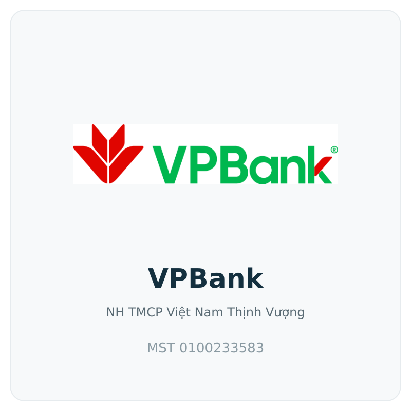 VPBank MST 0100233583