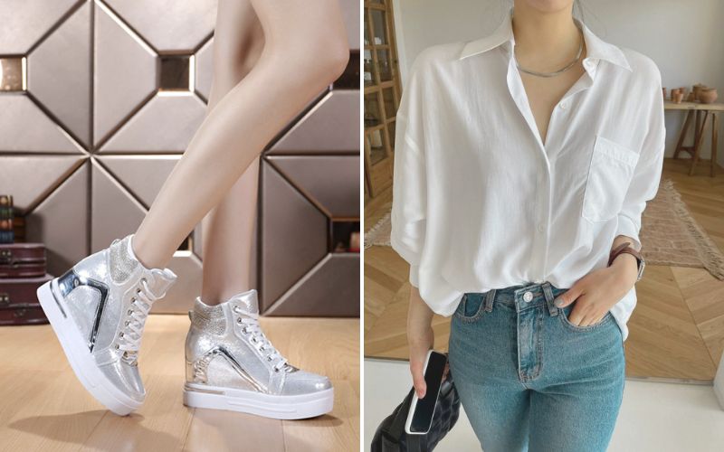 Cách phối đồ với giày thể thao ánh bạc nổi bật & cá tính 47 Giày thể thao ánh bạc kết hợp với áo sơ mi