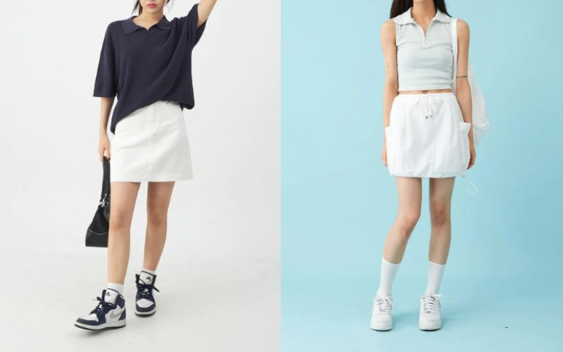 Đi giày thể thao nên mặc váy gì? 20+ cách phối đồ cực trendy cho nàng 49 Chân váy ngắn đi giày thể thao
