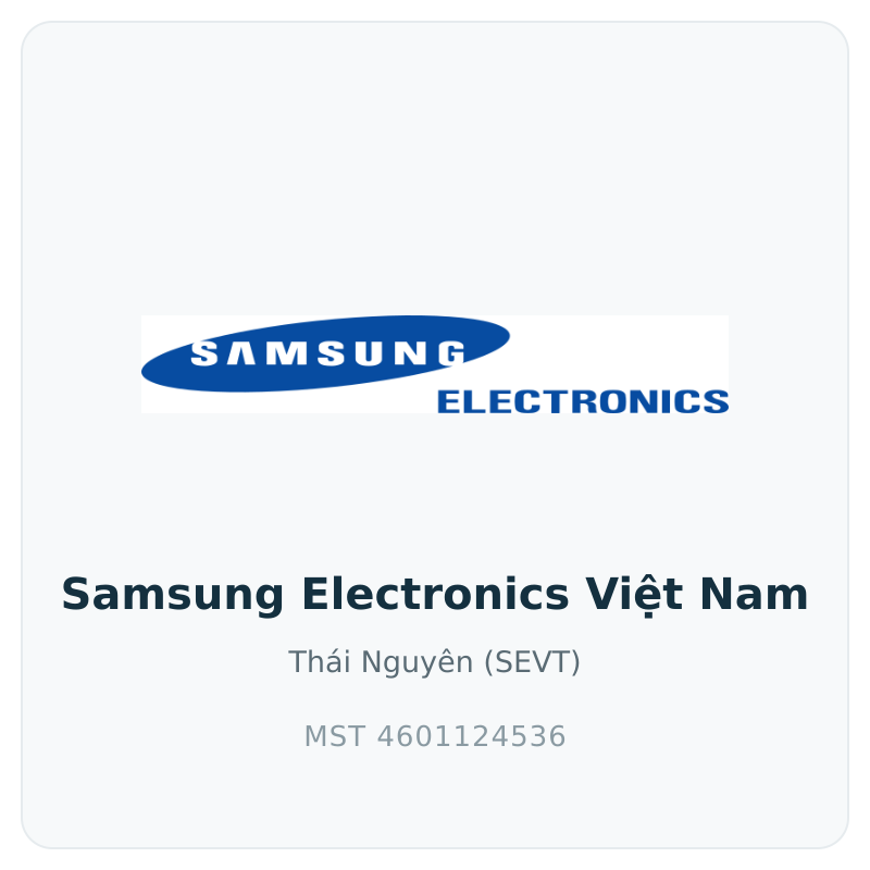 Logo Samsung Electronics Việt Nam Thái Nguyên, MST 4601124536