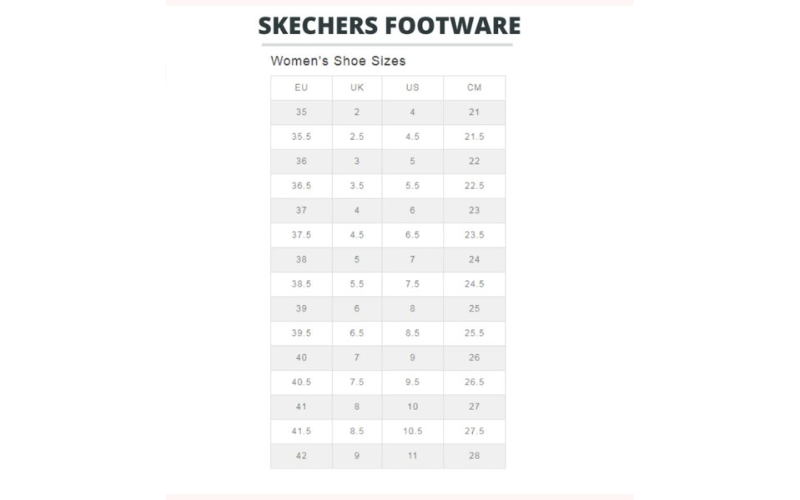 Bảng size giày Skechers dành cho nữ