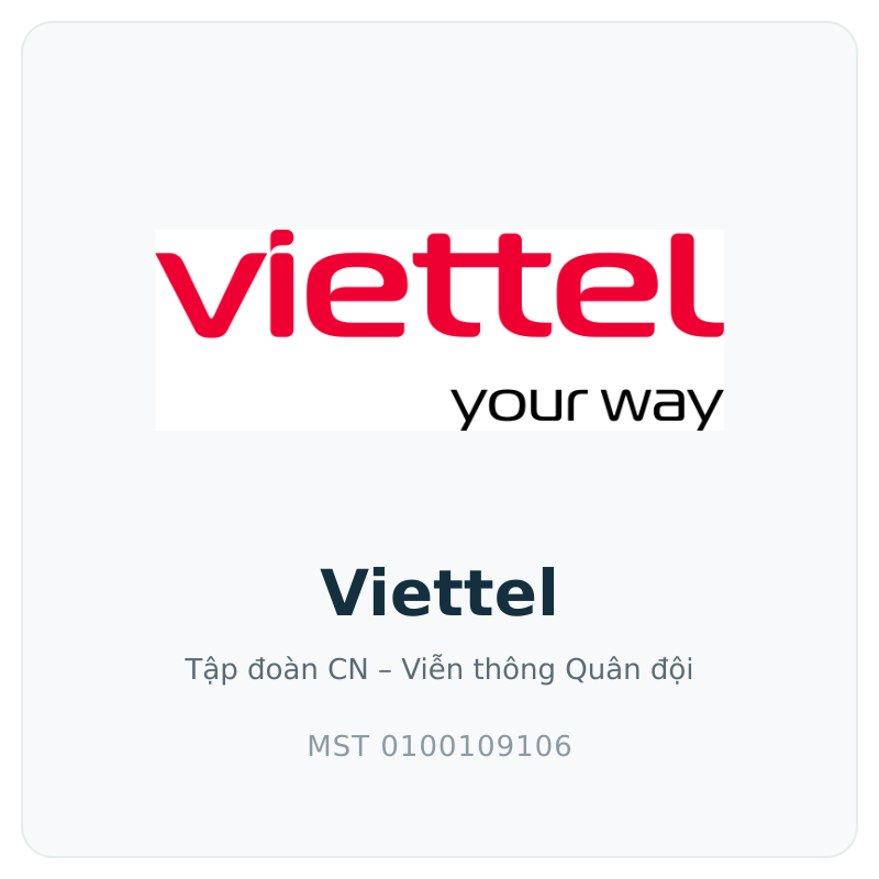 Logo Viettel, MST 0100109106
