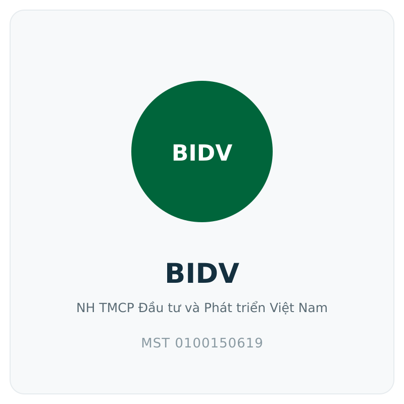 Logo BIDV, MST 0100150619
