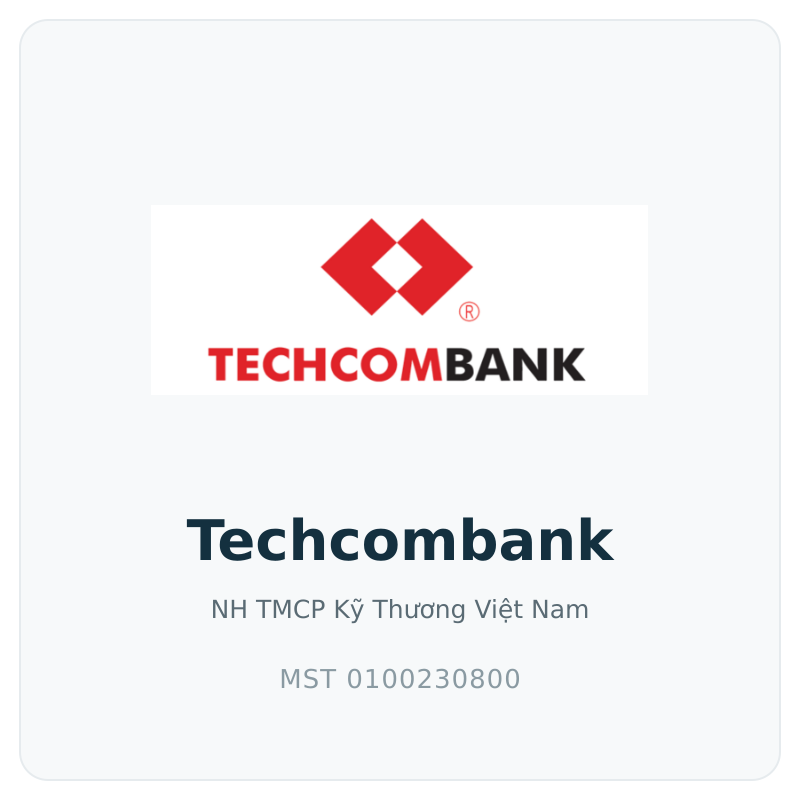 Logo Techcombank, MST 0100230800